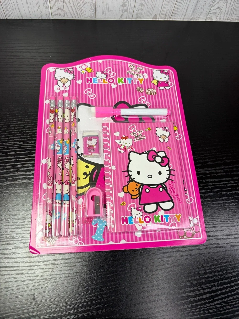Hello Kitty Pink Kids Stationery Set with Notebook & Pencils
